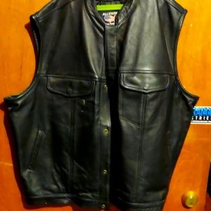Leather motorcycle vest 5xl